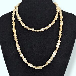 (2/$20) V. Beige Pearlescent Beaded Infinity Necklace